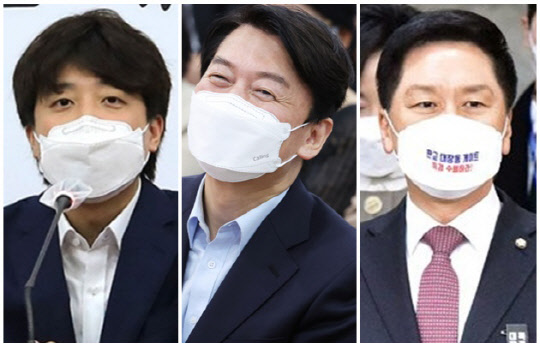 (왼쪽부터) 이준석 국민의힘 대표, 안철수 국민의힘 의원, 김기현 전 원내대표. <연합뉴스>
